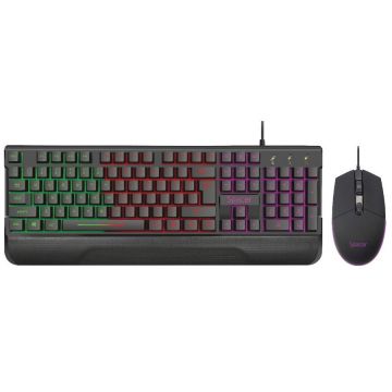spacer Kit Gaming SPACER USB SPGK-INVICTUS , tastatura Iluminare RGB rainbow si mouse optic 3200 dpi iluminare 7 culori, Negru