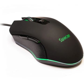 spacer Mouse gaming Spacer, Iluminare RGB, Negru