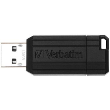 Verbatim Memorie USB Verbatim Pinstripe Store 'n' Go 128GB, USB 2.0, Negru