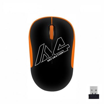 A4tech MOUSE wireless A4tech, PC sau NB, 2.4GHz, Optic, 1000 dpi, butoane-scroll 3-1, Negru-portocaliu, 45507104, G3-300N-BO