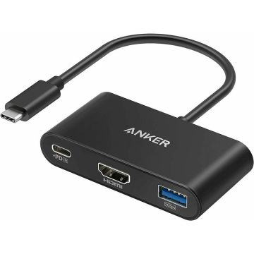 Anker Hub Anker PowerExpand 3-in-1, 100W Power Delivery, USB-C, 4K HDMI, USB 3.0, Gri