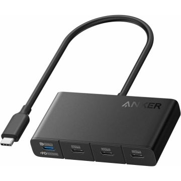 Anker Hub Anker USB-C 4-in-1, 4x USB-C, 10Gbps, 100W Max PD-in, Negru