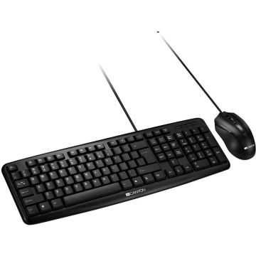 Canyon Kit Tastatura si Mouse Canyon SET-1, USB, UK, Negru