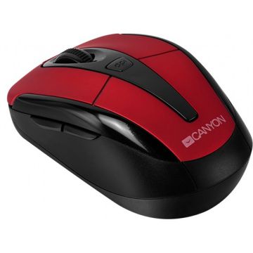 Canyon Red color, 3 buttons and 1 scroll wheel with 1000/1200/1600 switchable dpi plus 2 additional up/down