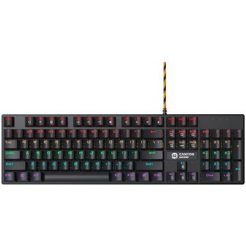 Canyon Tastatura gaming Canyon Deimos GK-4 Rainbow, Cu fir, Iluminare Led, Negru, CND-SKB4-US