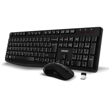 Evolveo Evolveo K1050, Set wireless fara zgomot. tastatura si mouse, CZ+SK, Negru