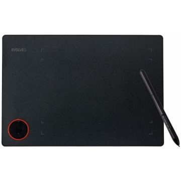 Evolveo Tableta grafica Evolveo GraficoTW, cu meniu circular, 7,7x5,7, USB, 8192 niveluri presiune, Windows/Mac OS/Android, 30 varfuri de rezerva, sac si manusi, Negru