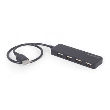 GEMBIRD HUB extern GEMBIRD, porturi USB: USB 2.0 x 4, conectare prin USB, cablu 0,30 m, negru
