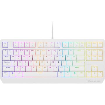 Genesis Tastatura gaming mecanica cu fir Genesis Thor 230 TKL, Iluminare RGB, Lungime cablu 1.6m, Alb