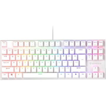 Genesis Tastatura mecanica cu fir pentru gaming Genesis Thor 303 TKL, RGB, Switch Outemu Pitch Silent, Lungime cablu 1.8m, Alb