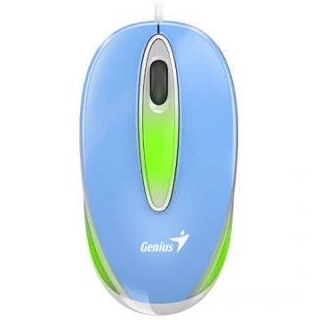 genius MOUSE Genius cu fir, DX-Mini, Pt. PC sau NB, USB, Optic, 1000 dpi, Butoane-scroll 3-1, LED, Albastru, 31010025406