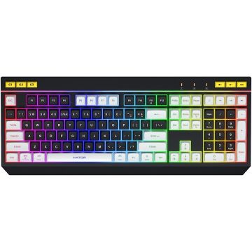 HATOR Tastatura gaming mecanica cu fir Hator Icefall, conectivitate USB, iluminare RGB, tip switch membrana, material taste ABS cu gravare laser si acoperire UV, Alb/Negru