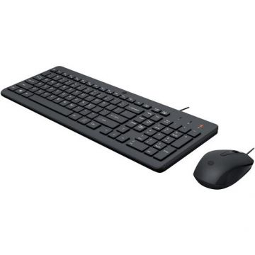 HP Set tastatura si mouse, HP, 150 240J7AA#ABB1,2 in 1, USB, Cu design modern si ergonomic, Negru