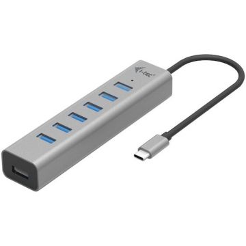 I-TEC Hub USB i-Tec C31HUBMETAL703, 7 porturi USB 3.2 Gen 1 Type-A, 1 port USB 3.2 Gen 1 Type-C, 5000 Mbit/s, gri, 0,3 m