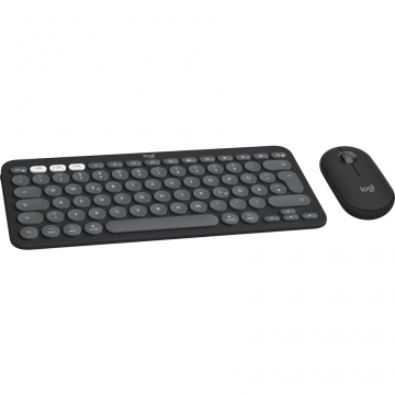 Logitech Kit tastatura si mouse LOGITECH Pebble 2 Combo, for Mac, Wireless 2.4 GHz + Bluetooth, Gri grafit, Aspect SUA, INTNL - 973 - MAC 920-012244