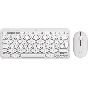 Logitech Kit tastatura si mouse LOGITECH Pebble 2 Combo, Wireless 2.4GHz + Bluetooth, Alb, INTNL-973 - UNIVERSAL 920-012240