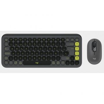 Logitech Kit tastatura si mouse Logitech Pop Icon Combo, Bluetooth, Layout US, Negru