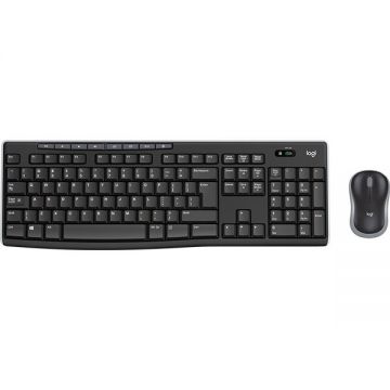 Logitech Kit tastatura si mouse Wireless LOGITECH MK270, USB, Layout UK, negru