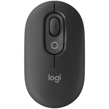 Logitech Mouse Wireless Logitech POP cu emoji, Bluetooth, Silent Touch, 3 Way Easy-Switch, Graphite