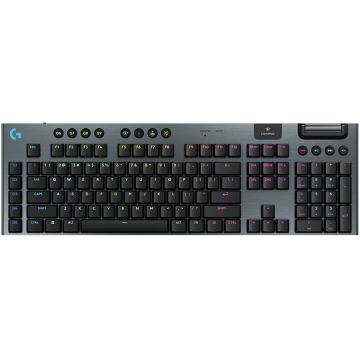 Logitech Tastatura Gaming Wireless LOGITECH G915 X Lightspeed Tactile Switches, Bluetooth, USB, Layout US INT, negru