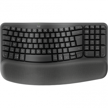 Logitech Tastatura LOGITECH Wave, Ergonomic, Wireless + Bluetooth, USB, Grafit, 920-012334
