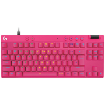 Logitech Tastatura mecanica gaming Logitech PRO X TKL RAPID, Cu fir, RGB, Magenta, 920-013253