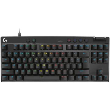 Logitech Tastatura mecanica gaming Logitech PRO X TKL RAPID, Cu fir, RGB, Negru, 920-013233