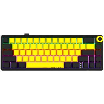 LORGAR Tastatura mecanica Wireless LORGAR KBP70MW, Pentru Gaming, Negru-galben, LRG-KBP70MW-YL-US