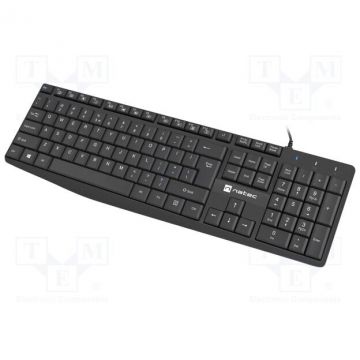 natec Tastatura Natec NKL-1950 Nautilus, US slim, cu fir, Negru
