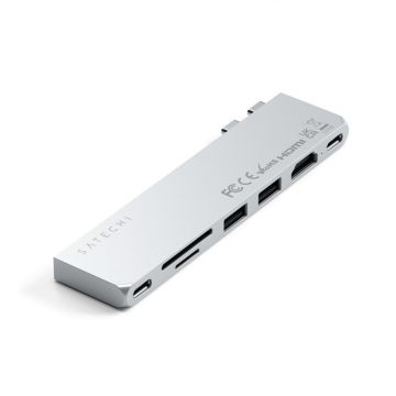 Satechi Hub Usb Satechi PRO hub slim pentru Macbook, 2 x USB A/ C, 4K HDMI, SD/Micro SD, Argintiu
