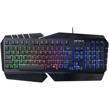 Serioux Tastatura gaming Andor, iluminare rainbow, carcasa metalica, design ergonomic, Negru