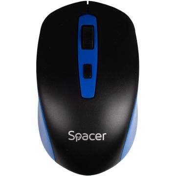 spacer MOUSE Spacer, wireless 2.4GHz, pt. PC sau NB, Optic, 1600 dpi, butoane-scroll 4-1, baterii AAA x 2 - incluse, Negru-albastru, SPMO-WS01-BKBL