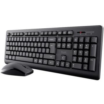Trust Kit tastatura si mouse TRUST Primo, wireless 2.4 GHz + Bluetooth, 106 taste, Butoane-rotite 2-1, Negru,  25347