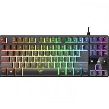 Trust Tastatura Gaming Trust GXT 833 Thado TKL, RGB LED, USB, Layout US, Negru