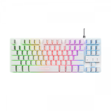Trust Tastatura Gaming Trust GXT833W Thado, iluminare Rainbow, Cu fir, Alb