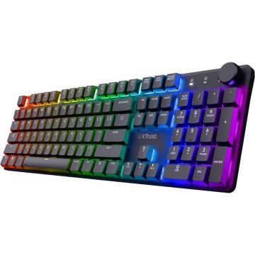 Trust Tastatura mecanica pentru gaming Trust GXT 868 Torix, RGB, Premium wireless, 104 taste,12 taste multimedia, Negru