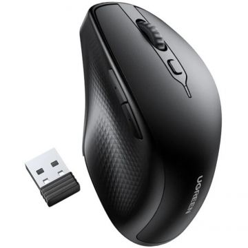Ugreen MOUSE wireless, Ugreen, CM101, PC sau NB, bluetooth, 2.4GHz, optic, incarcare USB Type-C, 5/1 butoane/scroll, 4000 dpi, negru