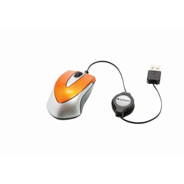 Verbatim Mouse VERBATIM MINI VOLCANIC, cu fir, USB, Optic, Butoane-scroll 3-1, 1000 dpi, Maro, 49023