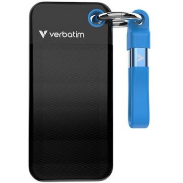 Verbatim SSD extern Verbatim Pocket 1TB, USB 3.2 Gen 2 Type-C, Negru/Albastru