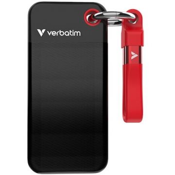 Verbatim SSD extern Verbatim Pocket 1TB, USB 3.2 Gen 2 Type-C, Negru/Rosu