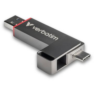Verbatim Stick Memorie Verbatim, conectivitate dubla, USB-C/USB-A, 256GB, performanta nivel SSD