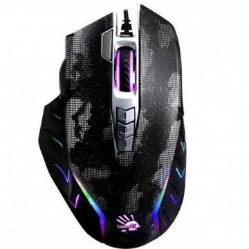 A4-TECH Mouse A4Tech J95S, gaming, cu fir, USB, optic, 8000 dpi, iluminare, butoane programabile, Negru-Multicolor