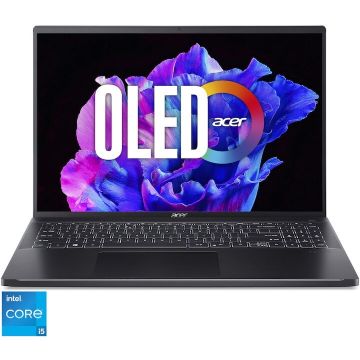 Acer Laptop Acer Swift Go 16 Pro Black Edition SFG16-71-5168 cu procesor Intel® Core™ i5-13420H pana la 4.7GHz, 16 3,2K, OLED, 120Hz, 16GB LPDDR5 RAM, 512GB SSD, Intel® UHD Graphics, Windows 11 Home, Ice Black