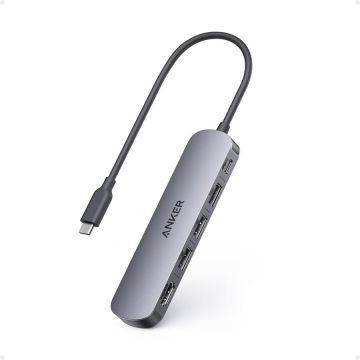 Anker Hub Anker USB-C 5-in-1, HDMI 4K@30Hz, PD 90W, Gri