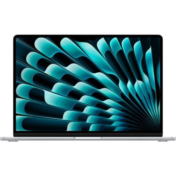 Apple Laptop Apple MacBook Air, 15.3 inch, Liquid Retina, Apple M4 chip (10-core CPU), 16GB, 256GB SSD, Apple M4 10-core GPU, macOS, Argintiu (INT Keyboard)