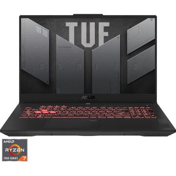 Asus Laptop Gaming ASUS TUF A17 cu procesor AMD Ryzen™ 7 7445HS pana la 4.7GHz, 17.3'', Full HD, 144Hz, IPS, 16GB DDR5 RAM, 512GB SSD, NVIDIA® GeForce RTX™ 4050 6GB GDDR6, No OS, Mecha Grey