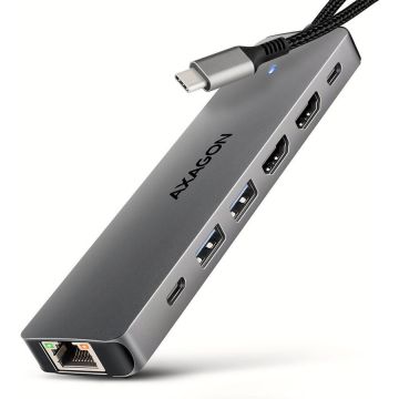 AXAGON Hub USB AXAGON HMC-7HX2, 2 x USB-A, 2 x HDMI, RJ-45, USB Type-C, PD 100W