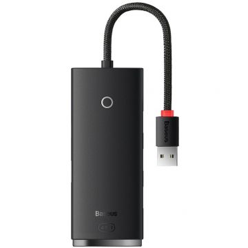 BASEUS HUB extern Baseus Lite, porturi USB: USB 3.0 x 4, conectare prin USB 3.0, lungime 0.25m, negru, WKQX030001