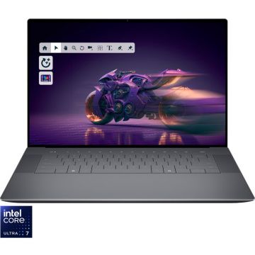 Dell Laptop DELL 16.3'' 16 Premium DA16250, 1920 x 1200 30-120Hz, Procesor Intel® Core™ Ultra 7 255H (24M Cache, up to 5.10 GHz), 32GB LPDDR5X, 1TB SSD, GeForce RTX 5060 8GB, Win 11 Pro, Graphite, 3Yr ProSupport