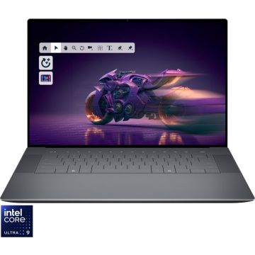 Dell Laptop DELL 16.3'' 16 Premium DA16250, 4K OLED Touch 48-120Hz, Procesor Intel® Core™ Ultra 9 285H (24M Cache, up to 5.40 GHz), 32GB LPDDR5X, 4TB SSD, GeForce RTX 5060 8GB, Win 11 Pro, Graphite, 3Yr ProSupport